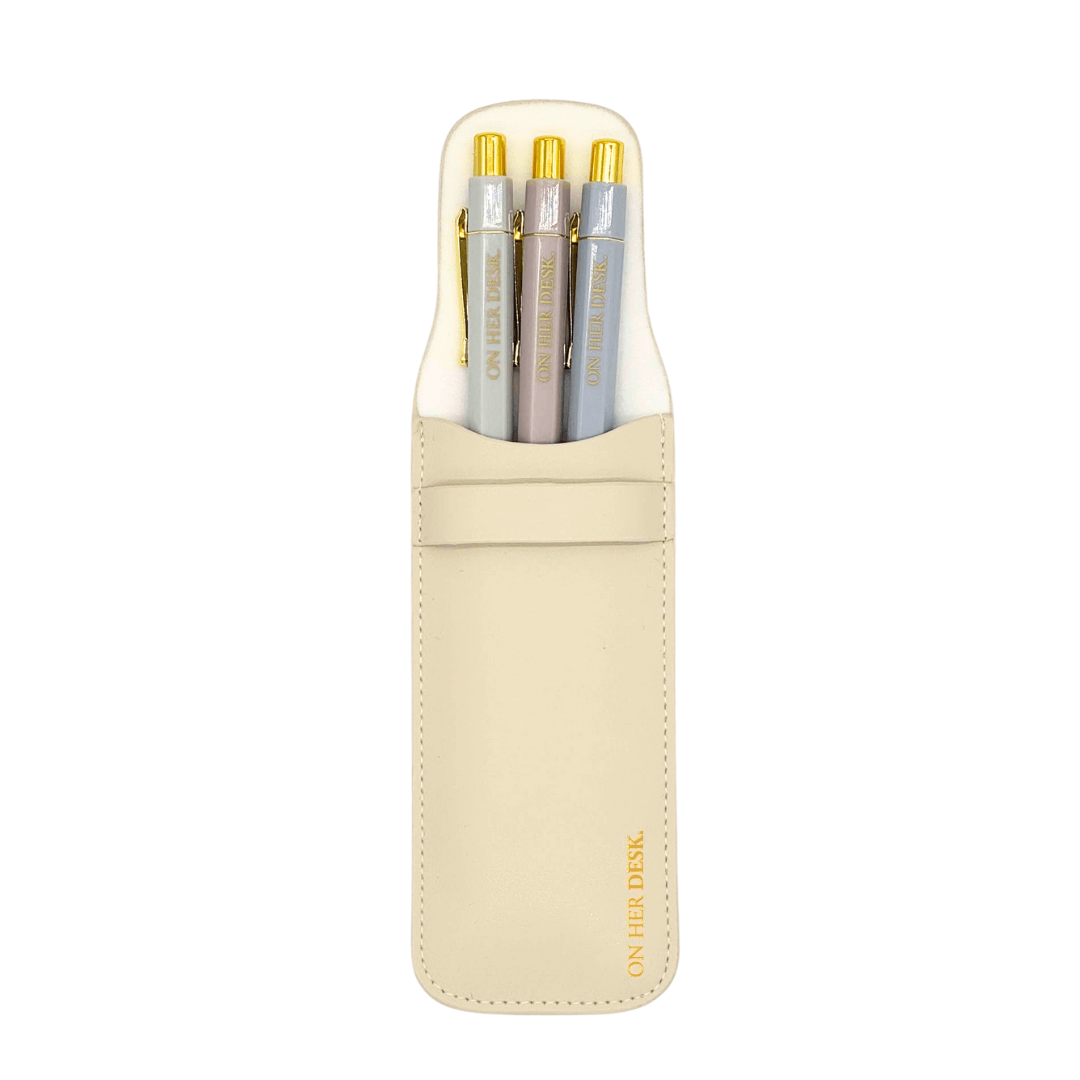 Personalised Trilogy Pen Set Christmas Gift - Cream