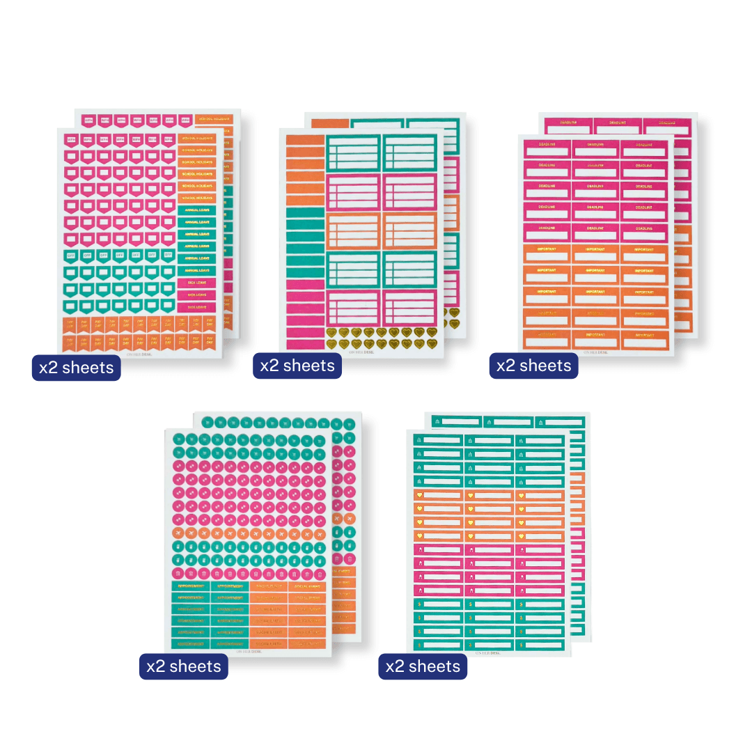 Functional Gold Foil Planner Sticker Set - Bright