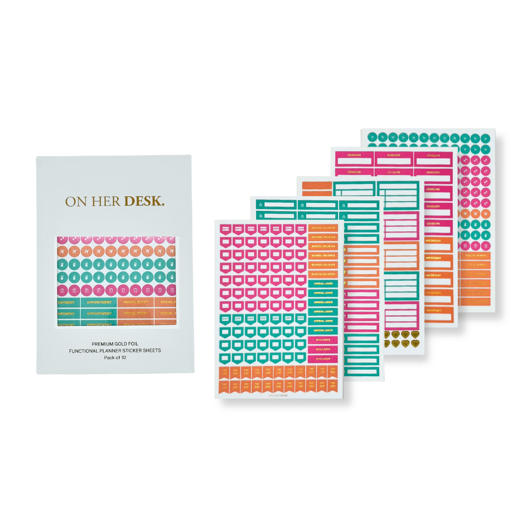 Functional Gold Foil Planner Sticker Set - Bright