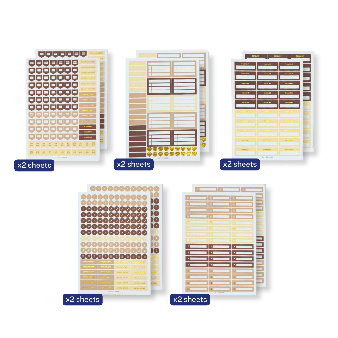 Functional Gold Foil Planner Sticker Set - Classic