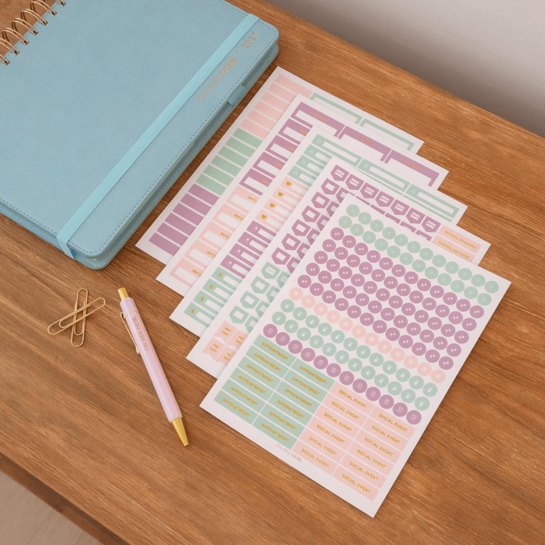 Functional Gold Foil Planner Sticker Set - Pastel