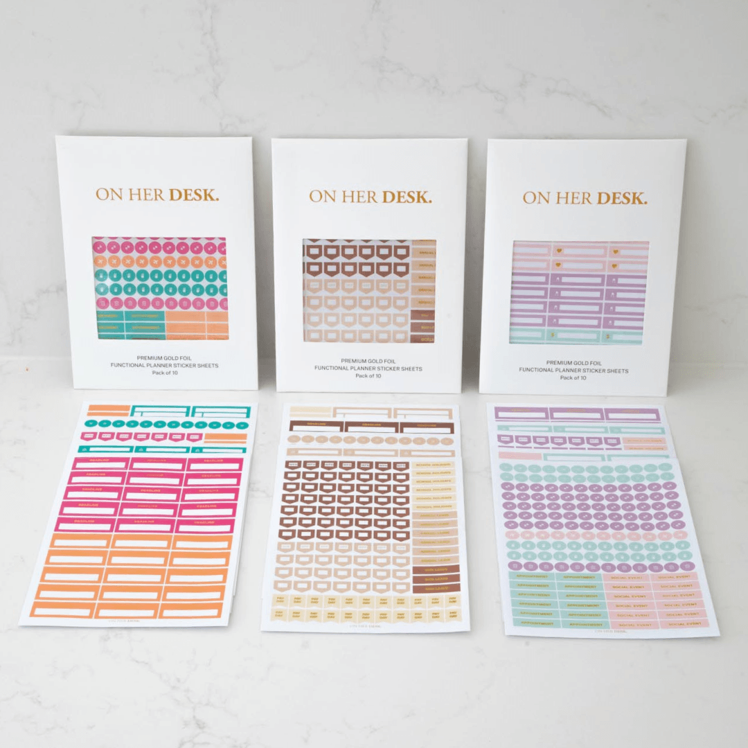 Functional Gold Foil Planner Sticker Set - Classic