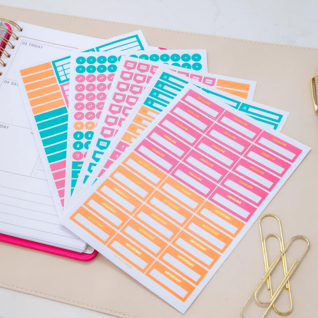 Functional Gold Foil Planner Sticker Set - Bright