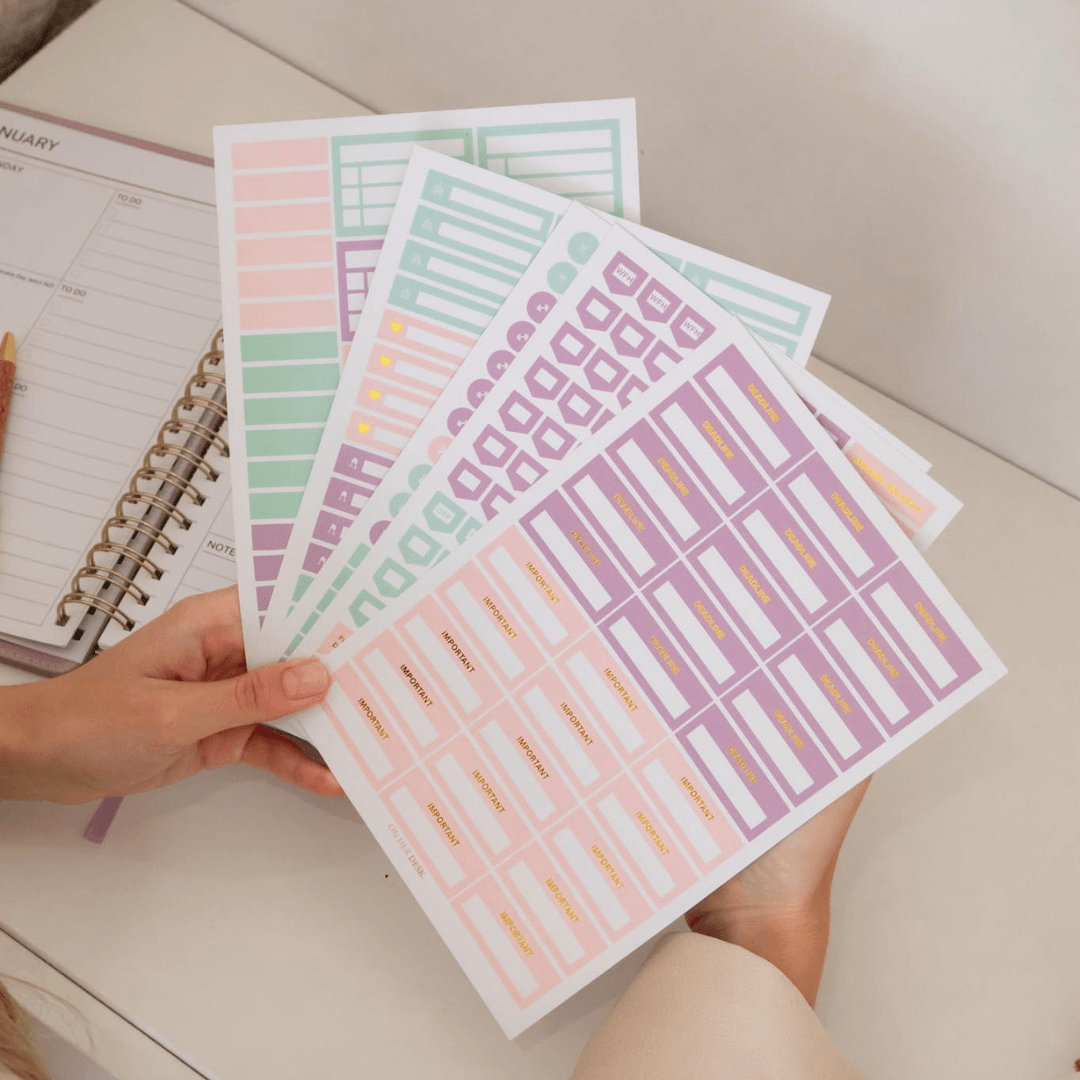 Functional Gold Foil Planner Sticker Set - Pastel