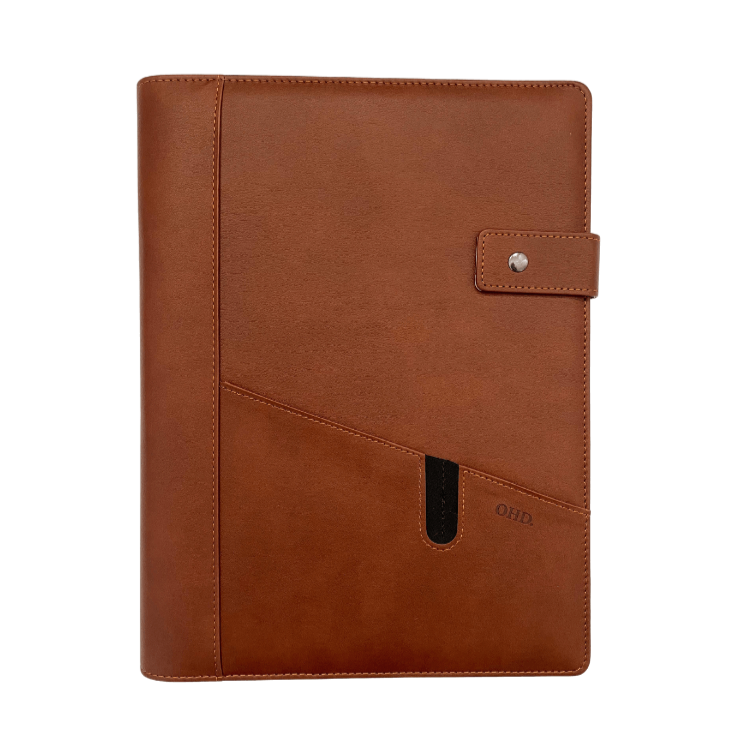 Unisex A4 Covered Notebook - Walnut Brown Vegan Leather | On Her Desk