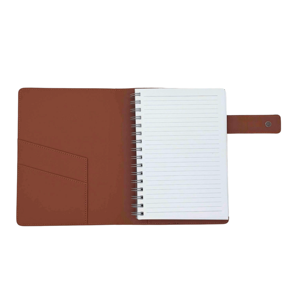 Unisex A5 Covered Notebook - Navy Blue Vegan Leather | On Her Desk