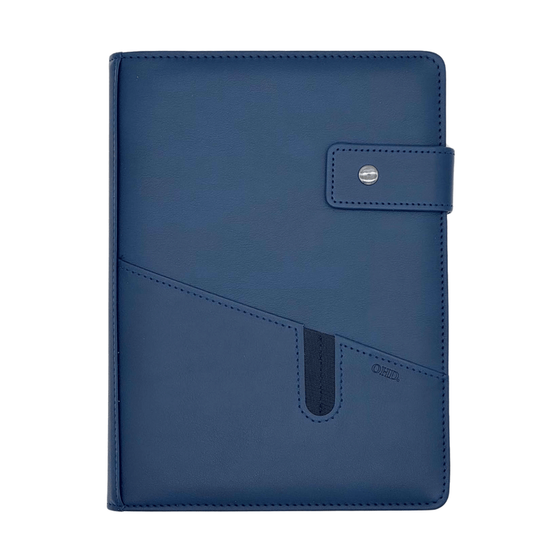 Unisex A5 Covered Notebook - Navy Blue Vegan Leather | On Her Desk