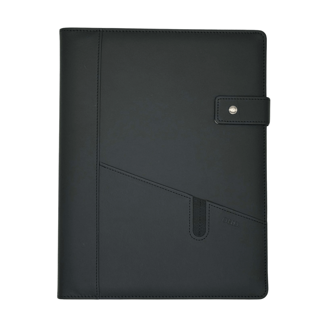 Unisex A4 Covered Notebook - Midnight Black Vegan Leather | On Her Desk
