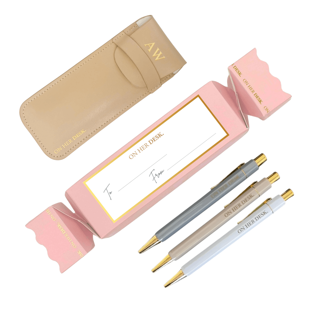 Personalised Stationery Christmas Gift | Trilogy Pen Set - Almond