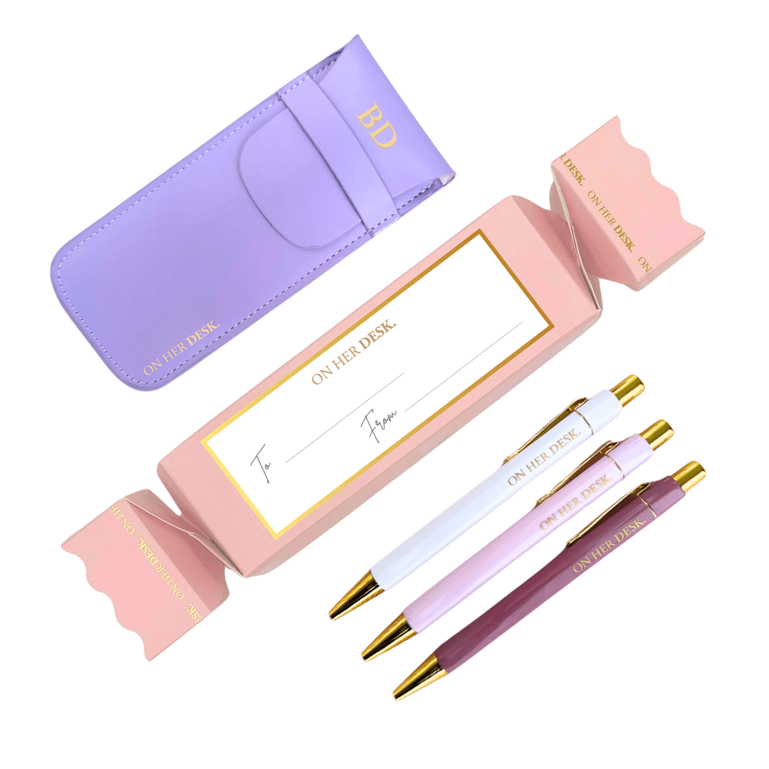 Personalised Stationery Christmas Gift | Trilogy Pen Set - Lilac