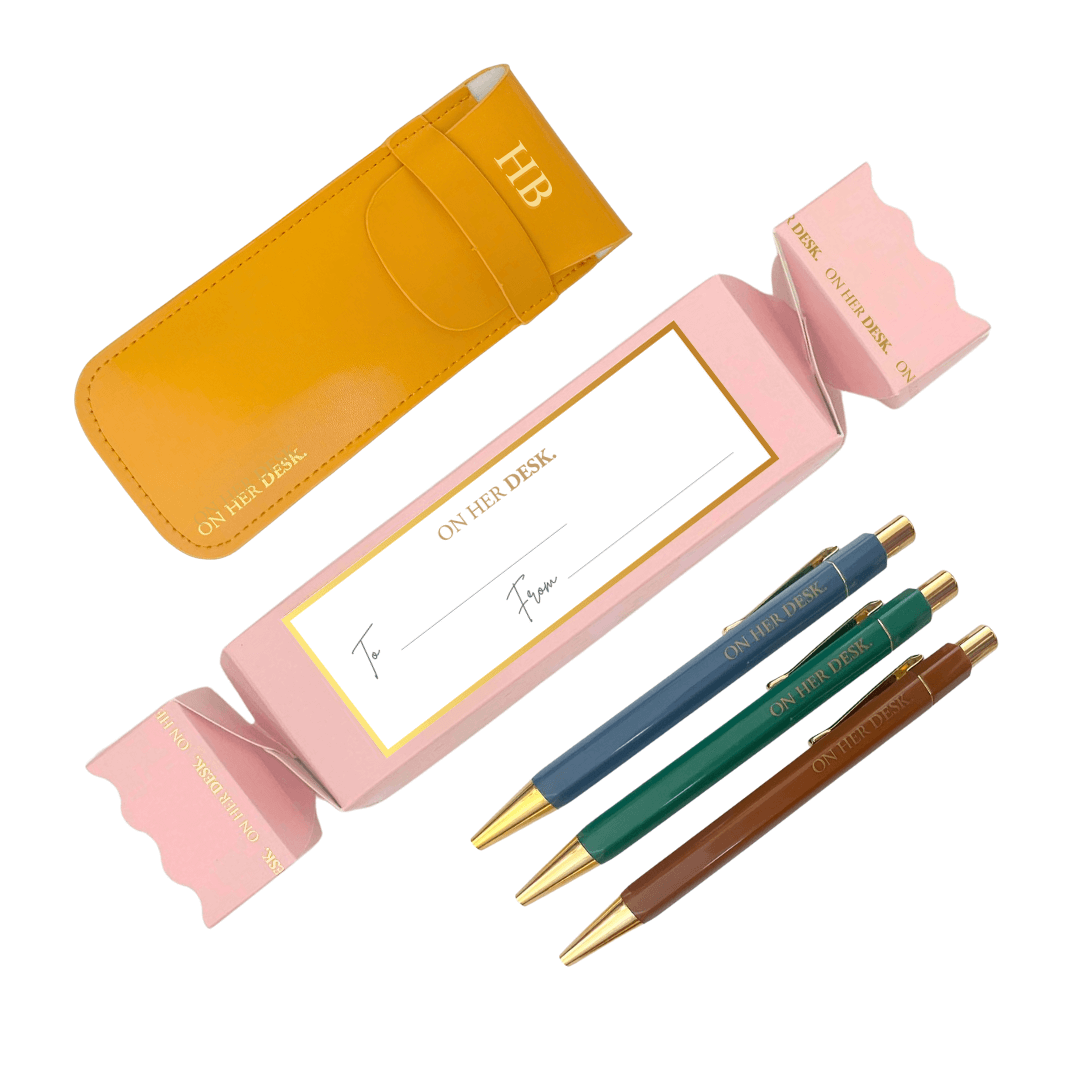 Personalised Stationery Christmas Gift | Trilogy Pen Set - Mustard