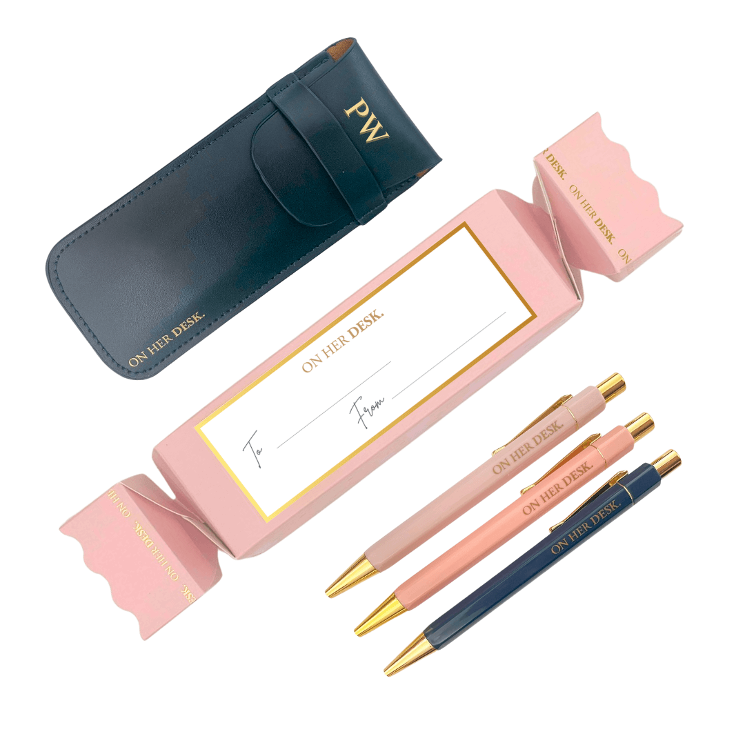 Personalised Stationery Christmas Gift | Trilogy Pen Set - Navy Blue