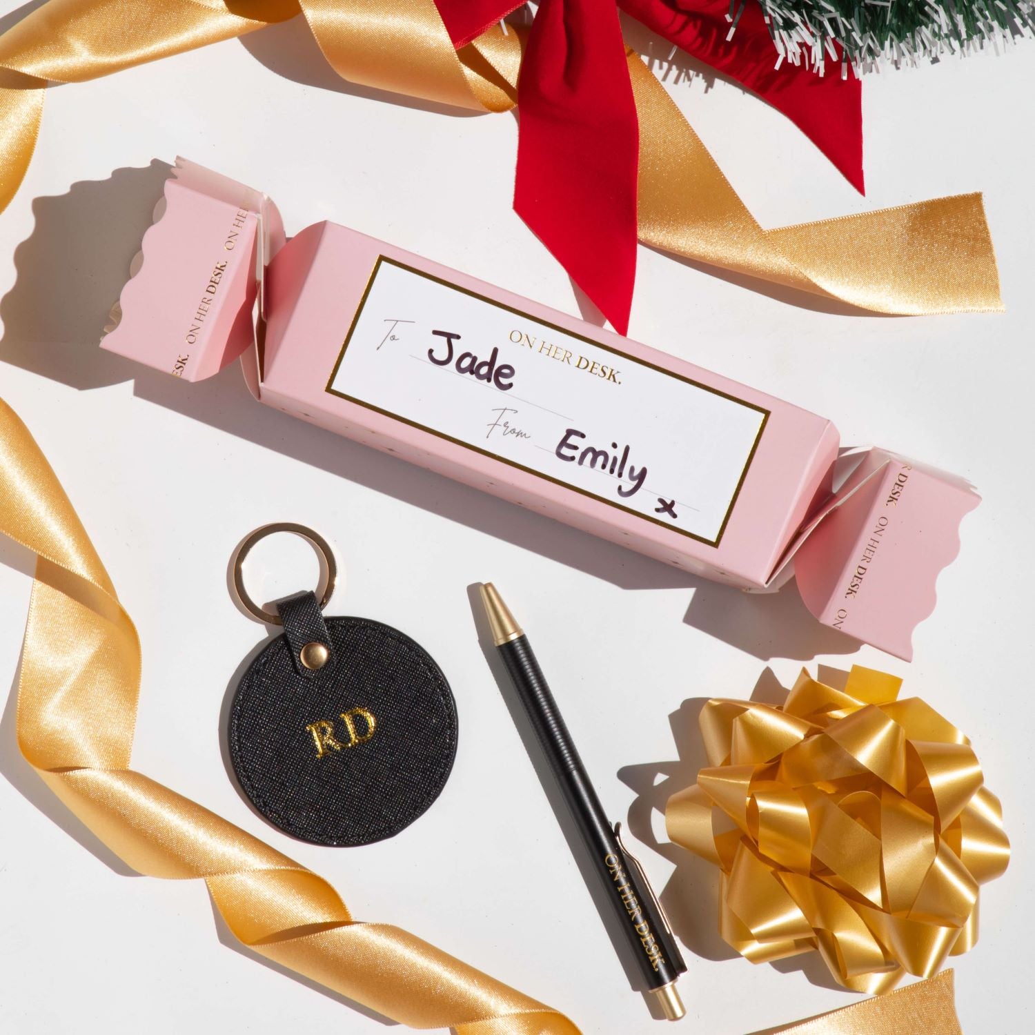 Personalised Stationery Christmas Gift | Keyring & Ballpoint Pen - Black