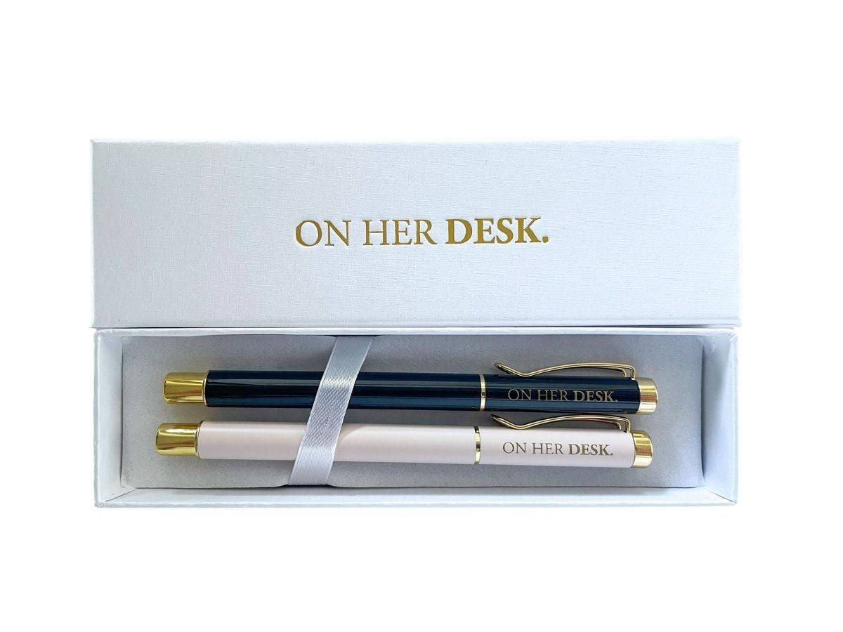 Twin Rollerball Pen Set - Black/Nude