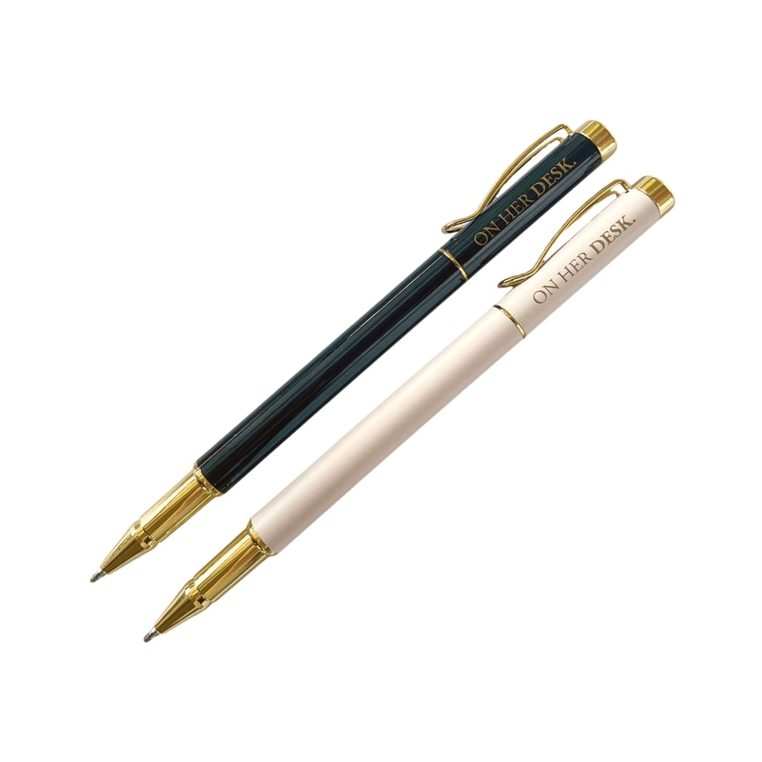 Twin Rollerball Pen Set - Black/Nude