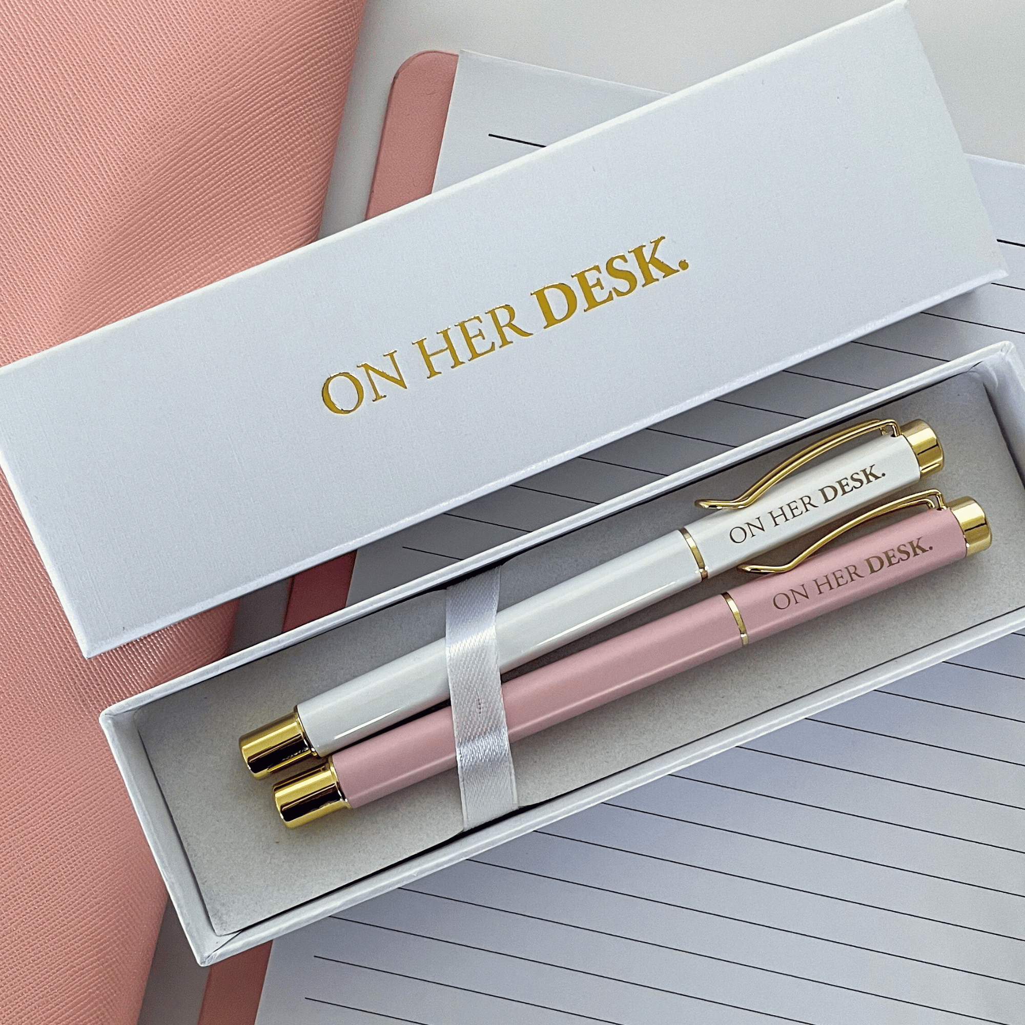 Twin Rollerball Pen Set - Pink/White