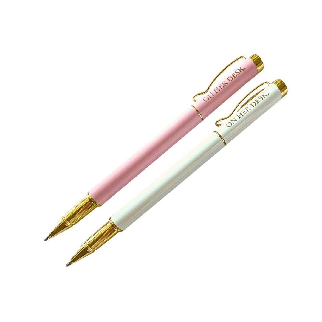 Twin Rollerball Pen Set - Pink/White