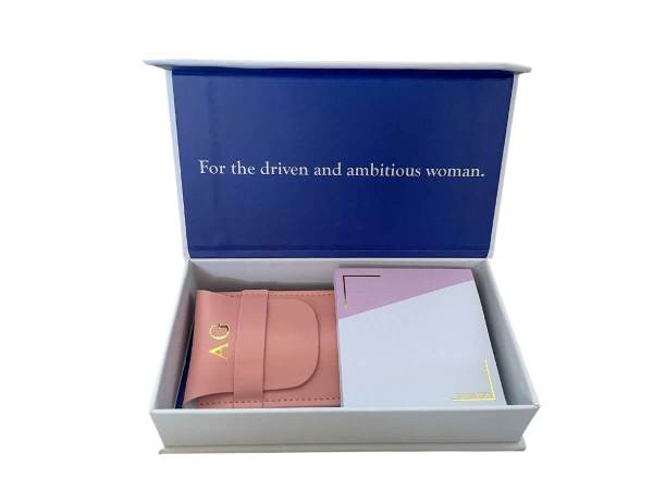 personalised teacher gift set in pink