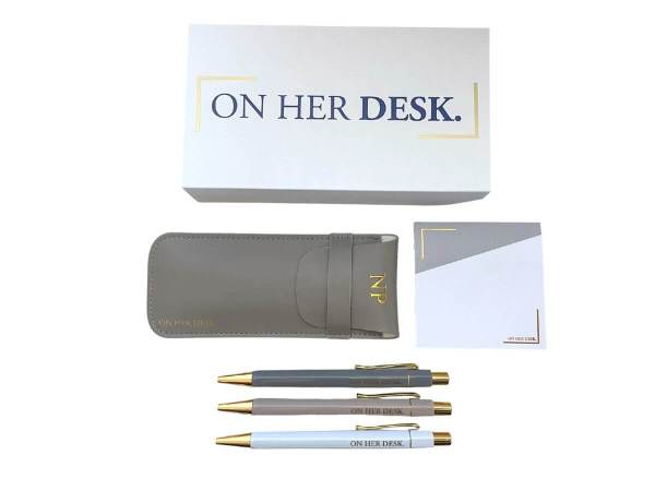 stationery teacher gift set in grey