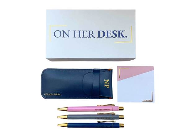 stationery teacher gift set in navy blue
