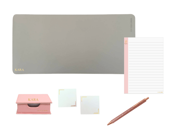 desk accessories bundle including desk mat, sticky note holder